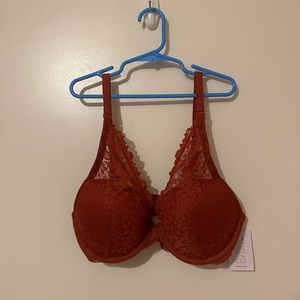 NWT Auden 32D Plunge Coverage Push Up Bra Orange Berry
